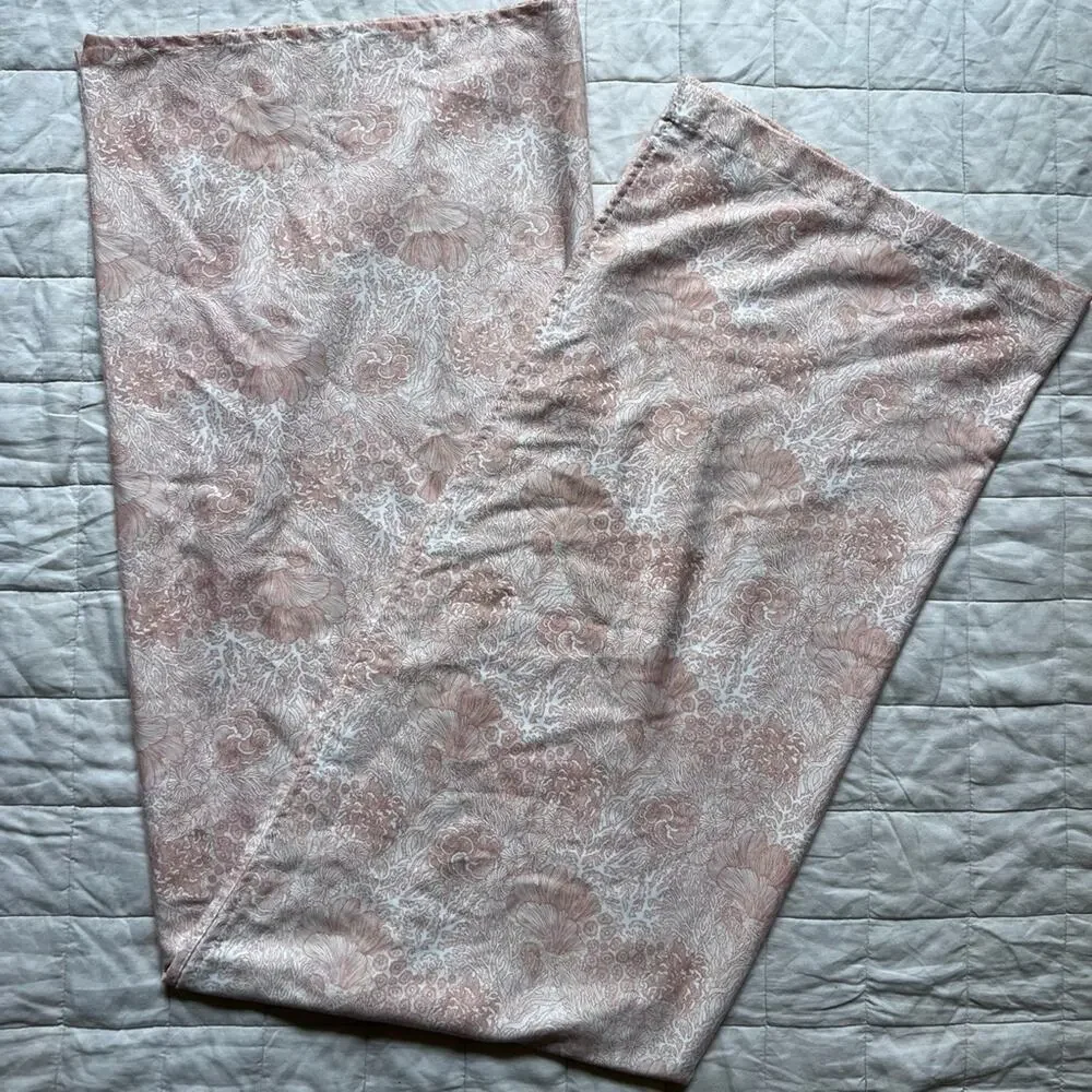 Tommy Bahama Home Peachy Coral Floral Sealife Toile Print Shower Curtain 72
